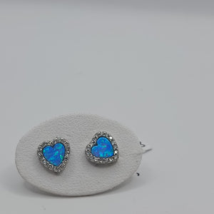 Orecchini Argento con opale cuore