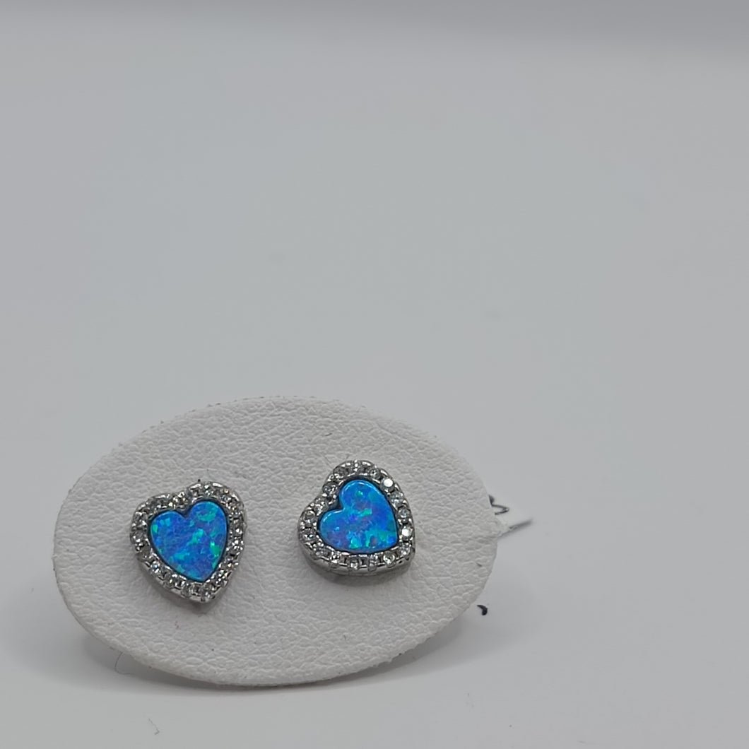 Orecchini Argento con opale cuore