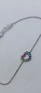 Bracciale Argento con cuore multicolor