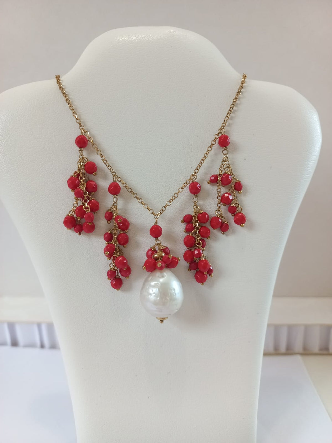 Collana perla e corallo