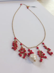 Collana perla e corallo