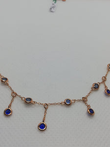 Collana Paricollo gold rose con pietre blu