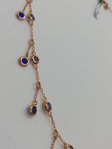 Collana Paricollo gold rose con pietre blu