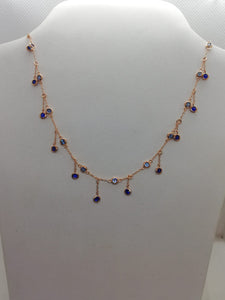 Collana Paricollo gold rose con pietre blu