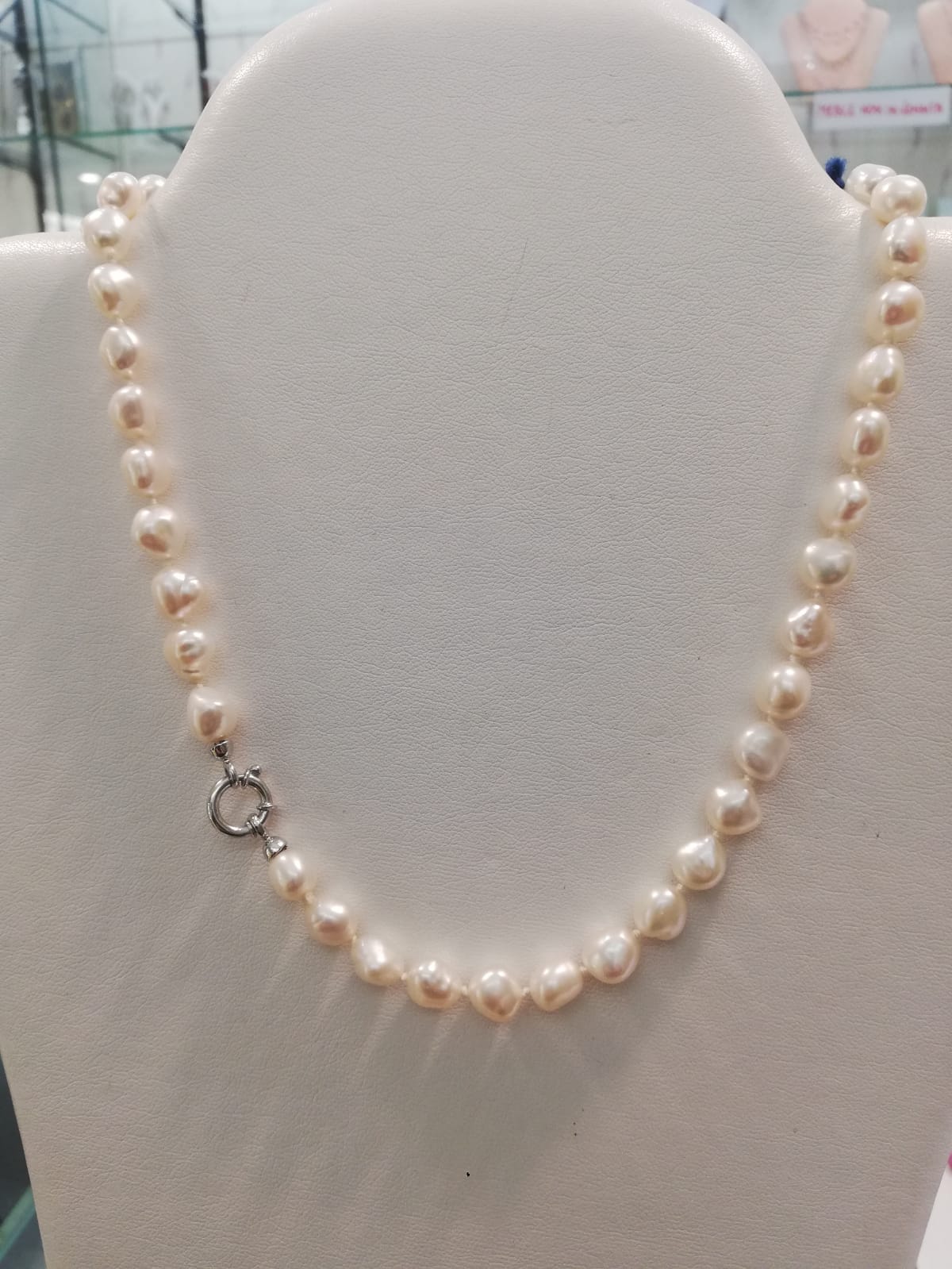 Collana Di Perle Barocche Naturali D'acqua Salata Akoya 8-9mm – Lunghezza 35 Pollici – Bianco